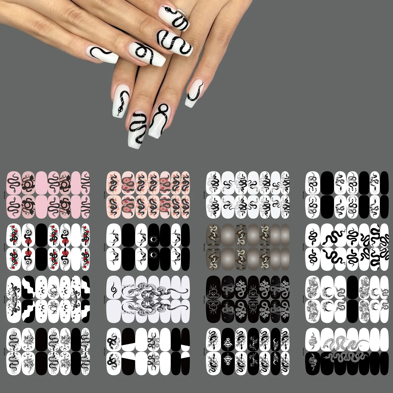 Top Trends: Baking Free 14 Tips Snake Element 16 Tips / Sheet Nail Polish Nail Wraps DIY Nail Accesoires Nails Sticker Designer Nail Strips Shoppable Styles