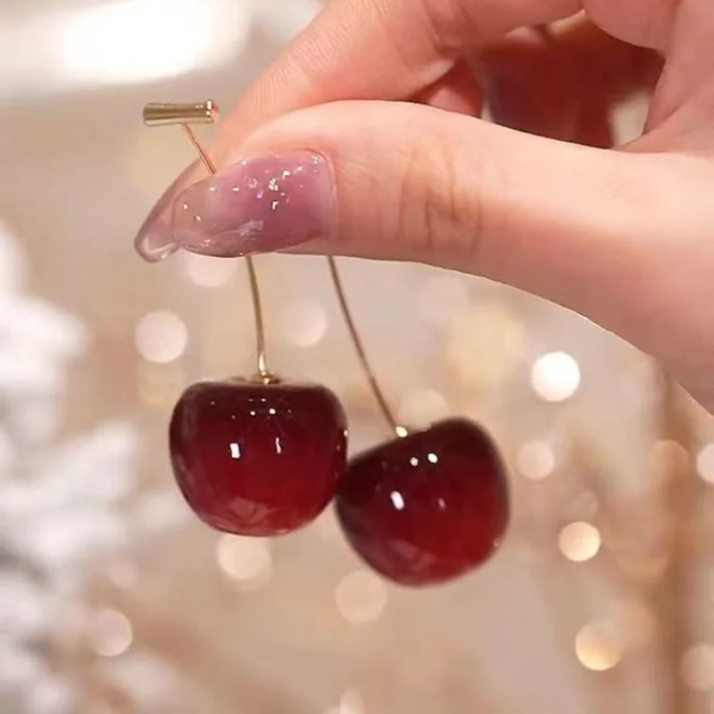 Top Trends: Small Fresh Sweet Lovely Cherry Cherries Cherries Earrings Pendant Fruit Earrings Red Cherry Earrings Charm Jewelry Shoppable Styles