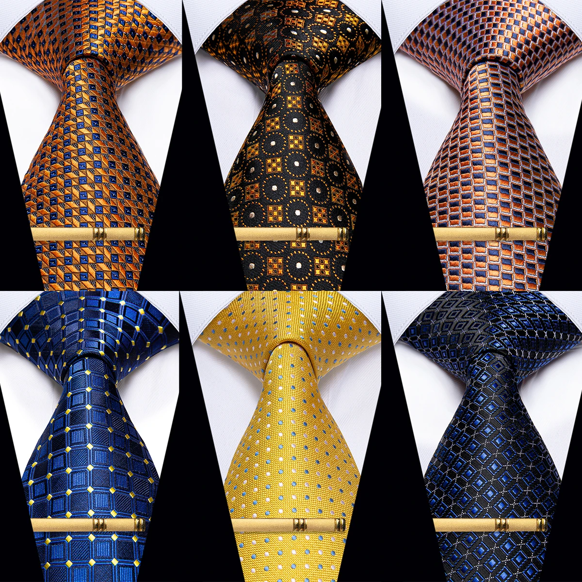 Top Trends: Adjustable Men's Necktie And Clip Set Shirt Accessories Fashion Dot Blue Gold Tie For Man Wedding Business Party Birthday Gifts Shoppable Styles