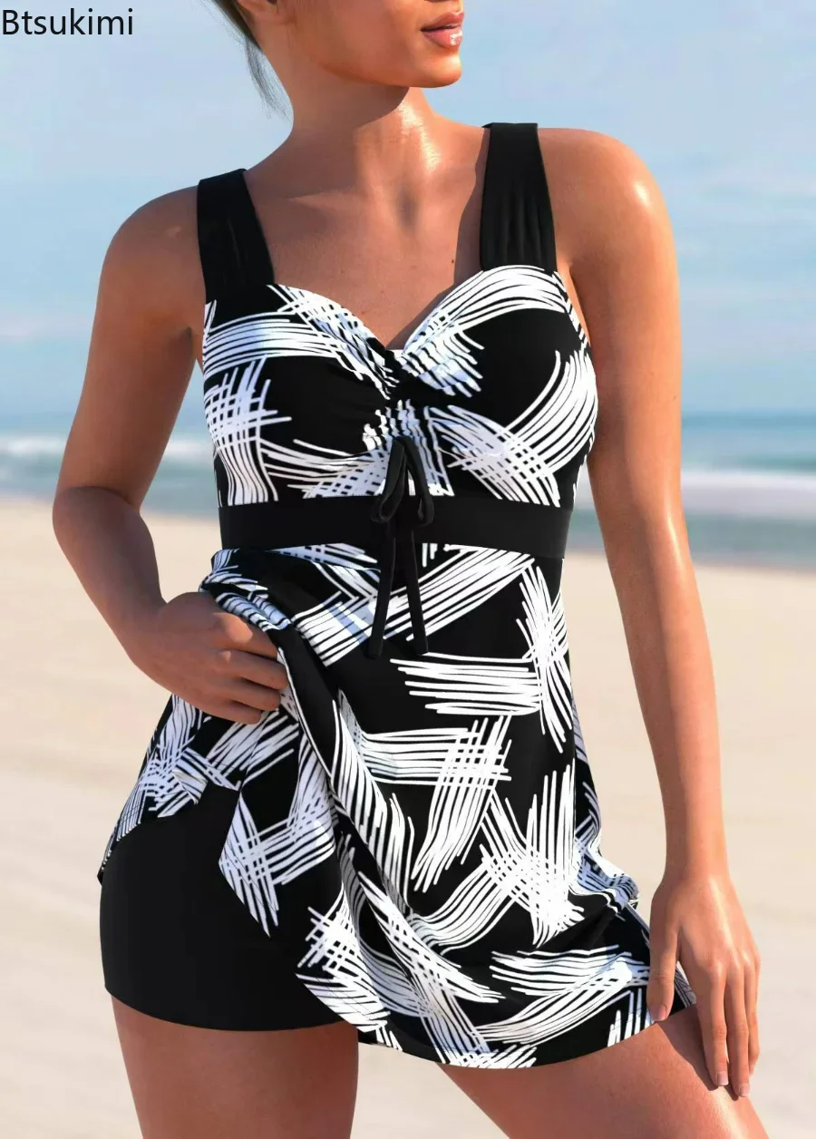 Top Trends: 2024 Women&#039;s Summer Two Pieces Swimsuit Oversized Printed Tankini Set Swimwear Female Monokini Suit Beachwear Swimming Outfits Shoppable Styles