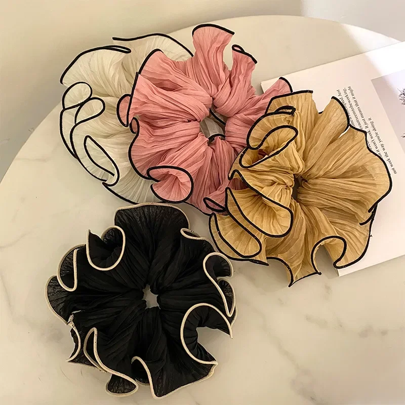 Top Trends: 2022 Korean Retro Wrinkle Chiffon Scrunchies For Women Girls Sweet Temperament Fashion Exaggerated Hair Band Hair Accessories Shoppable Styles