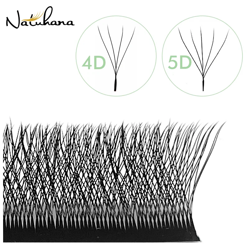 Top Trends: NATUHANA W-shaped 4D 5D Premade Volume Fan Lashes 0.07mm C / D Curl Lndividual Lashes Natural Soft False Eyelashes For Makeup Shoppable Styles