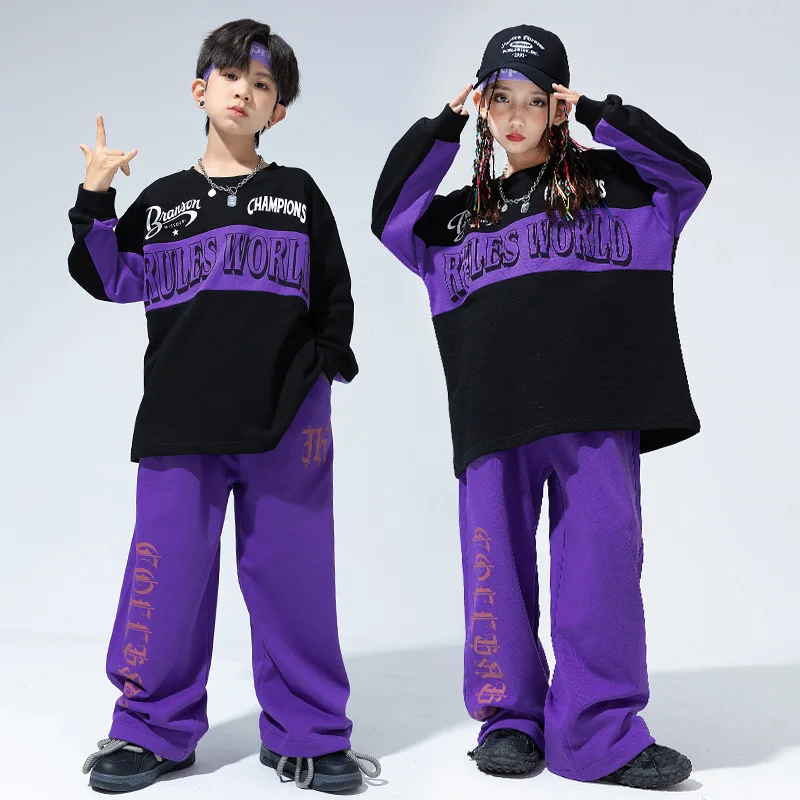 Top Trends: Hip Hop Clothes For Boys Girls Street Dance Loose Long Sleeve Tops Pants Kids Jazz Performance Costume Stage Wear Fashion Suits Shoppable Styles