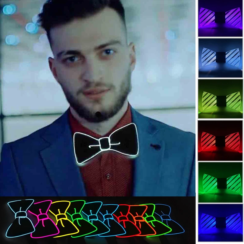 Top Trends: Luminous Bow Tie Neon Light Trendy Costume Accessories Glowing Acrylic LED Tie For Halloween Cosplay Costume Music Dancing Shoppable Styles