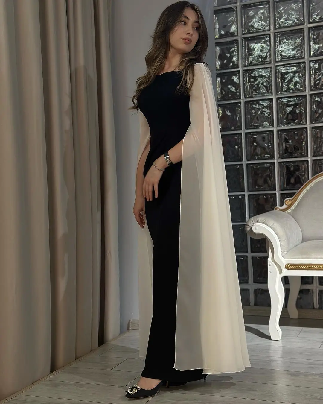 Top Trends: Fashionvane Black Vestidos Prom Dresses Saudi Arabia Women Wear Long Sleeves Evening Party Contrast Color Wedding Guest Dress Shoppable Styles