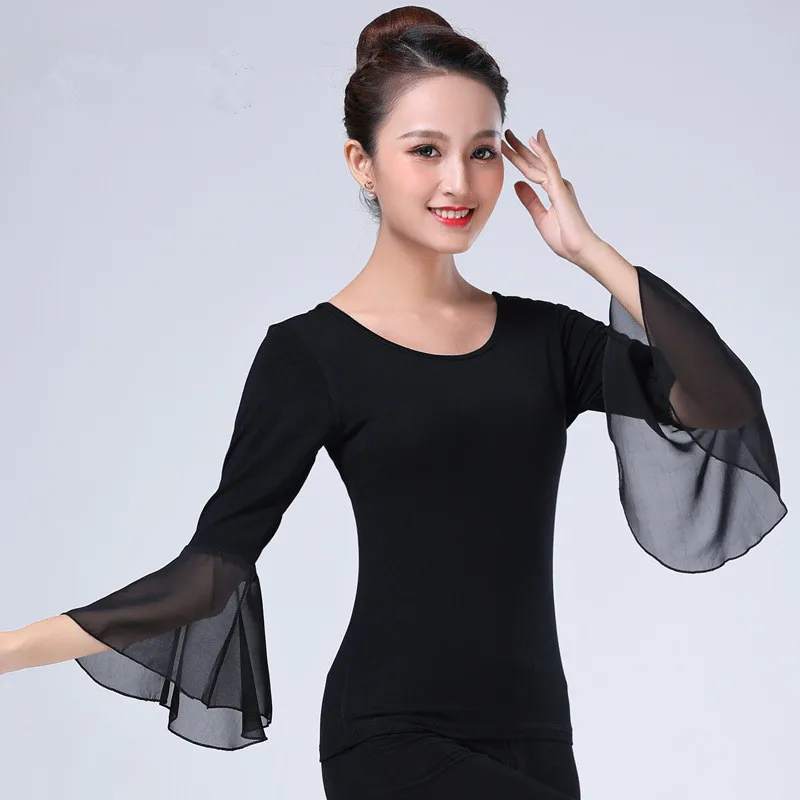 Top Trends: 2023 NEW Autumn Half Sleeve Adult Women International Ballroom Costume Modern Latin Dance Top Lady Sexy Dancewear T-shirt Shoppable Styles