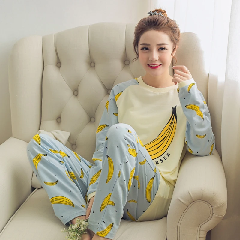 Top Trends: M-2XL 8Colors Cartoon O-neck Animal Fruit Long Sleeve Pajamas Set Cute Casual Soft Women Autumn Winter Top Pant Sleepwear Suit Shoppable Styles - Image 4