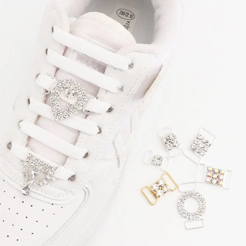 Top Trends: Luxurious Diamond Shoelaces Metal Buckle For AF1 Rhinestone Shoe Decorations Charms Metal Laces Lock Sneakers Shoes Accessories Shoppable Styles