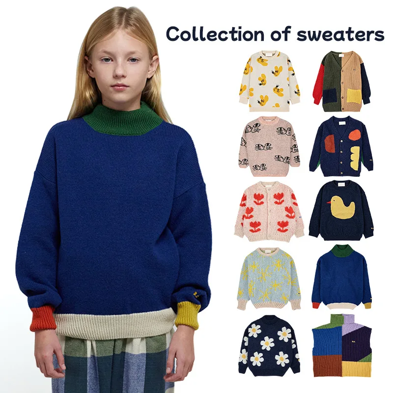 Top Trends: Children&#039;s Sweater 2023 Autumn / Winter BC Girls&#039; Cartoon Color Block Pullover Vest Cardigan Boys&#039; V-neck Knit In Stock Shoppable Styles