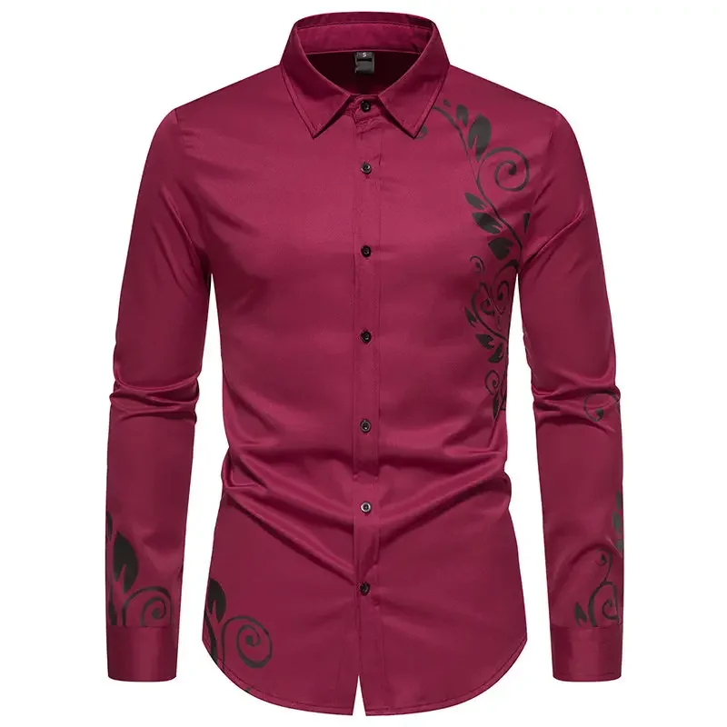 Top Trends: High Quality Men's Fashion Printed Shirt Casual Solid Color Slim Fit Long Sleeve Button Down Party Shirts Business Shirt Shoppable Styles - Image 3