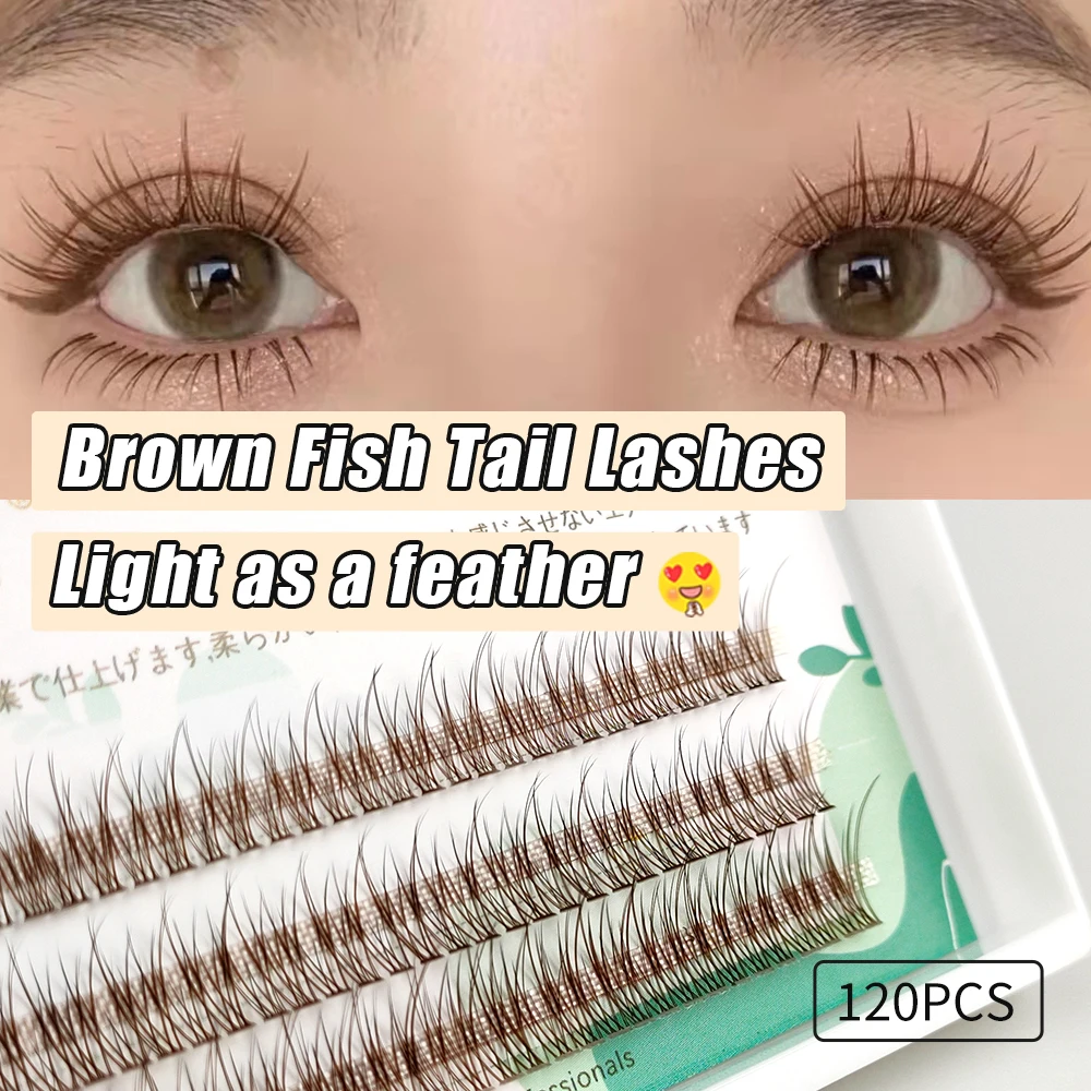 Top Trends: Lakanaku Brown Fishtail Type Eyelash Extensions 3 Rows Mix Length Single Fashion Cluster Fans Eyelashes Shoppable Styles