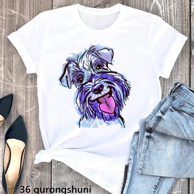 Top Trends: Schnauzer Lover Dog Animal Print T-Shirt Graphic Tees Women Clothes Funny T Shirts Harajuku Shirt Tumblr Tops Tee Shirt Femme Shoppable Styles