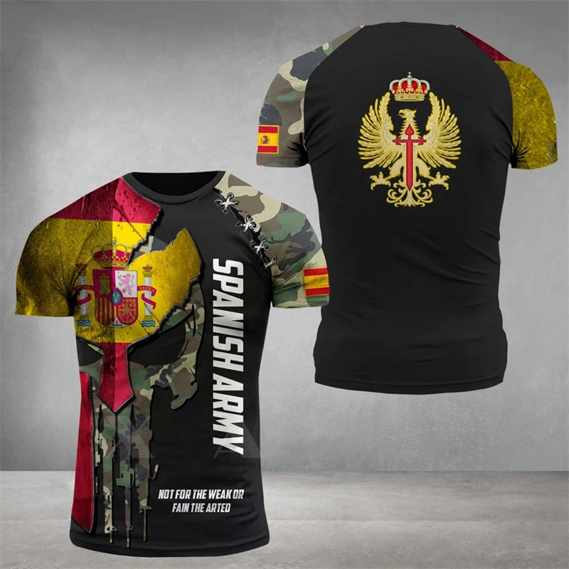 Top Trends: Spanish ARMY Camouflage T Shirt Men VETERAN Tactics Tops 3D Espana Emblem Military Printed Soldiers Forest T-shirt Short Sleeve Shoppable Styles