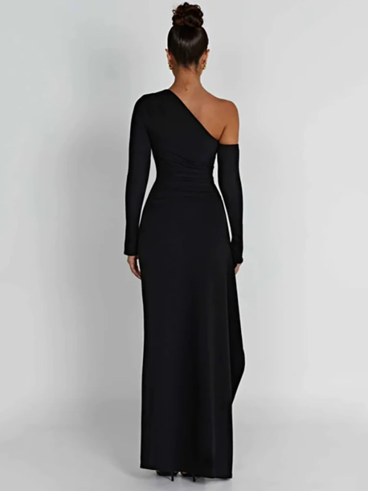 Top Trends: Sexy Black Maxi Dress Oblique Shoulder Backless High Split Bodycon Dress Formal Gowns Elegant Party Evening Dresses For Women Shoppable Styles - Image 4