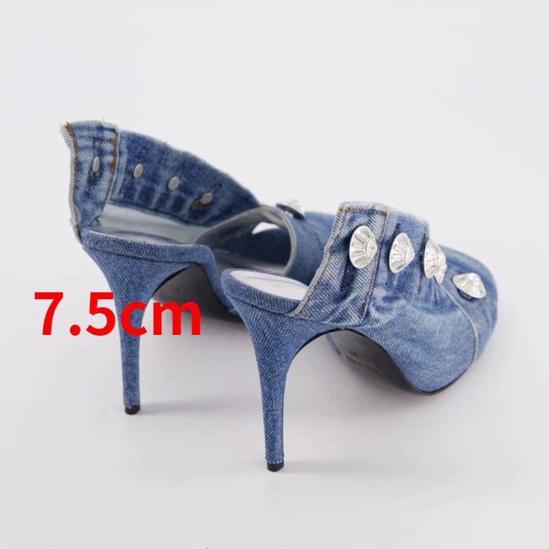 Top Trends: 2023 Summer Brand New Pocket Design Fashion Denim High Heel Sandals Popular Charming Woman Shoes Comfort Slippers Shoppable Styles - Image 4