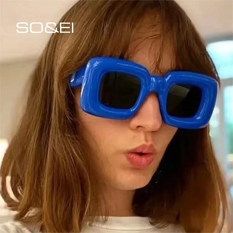 Top Trends: SO&EI Retro Y2K Candy Color Women Luxury Sunglasses Fashion Brand Designer Unique Wide Legs Men Punk Trending Sun Glasses UV400 Shoppable Styles