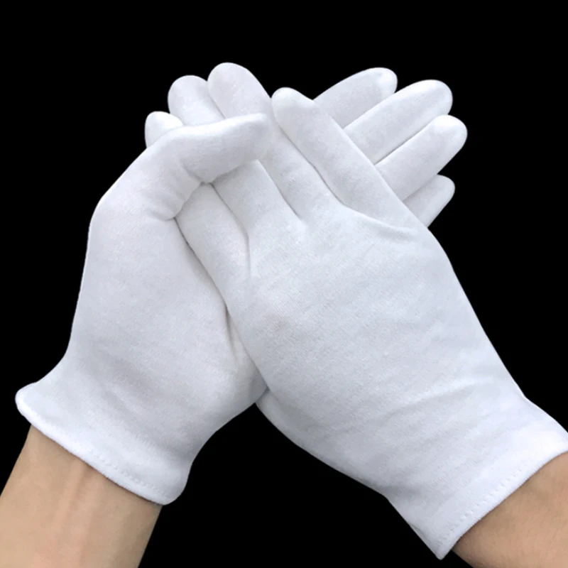 Top Trends: 1 / 10Pairs White Soft Cotton Work Gloves For Dry Hands Handling Film SPA Gloves Ceremonial Stretch Glove Household Cleaning Tools Shoppable Styles - Image 5