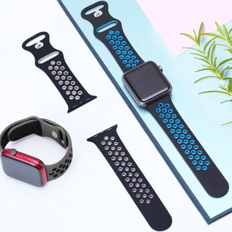 Top Trends: Sports Strap For Apple Watch Band 45mm 44mm 41mm 40mm 42 / 38MM Air Hole Silicone Bracelet Iwatch Series 8 7 6 SE 5 4 3 Ultra 49mm Shoppable Styles