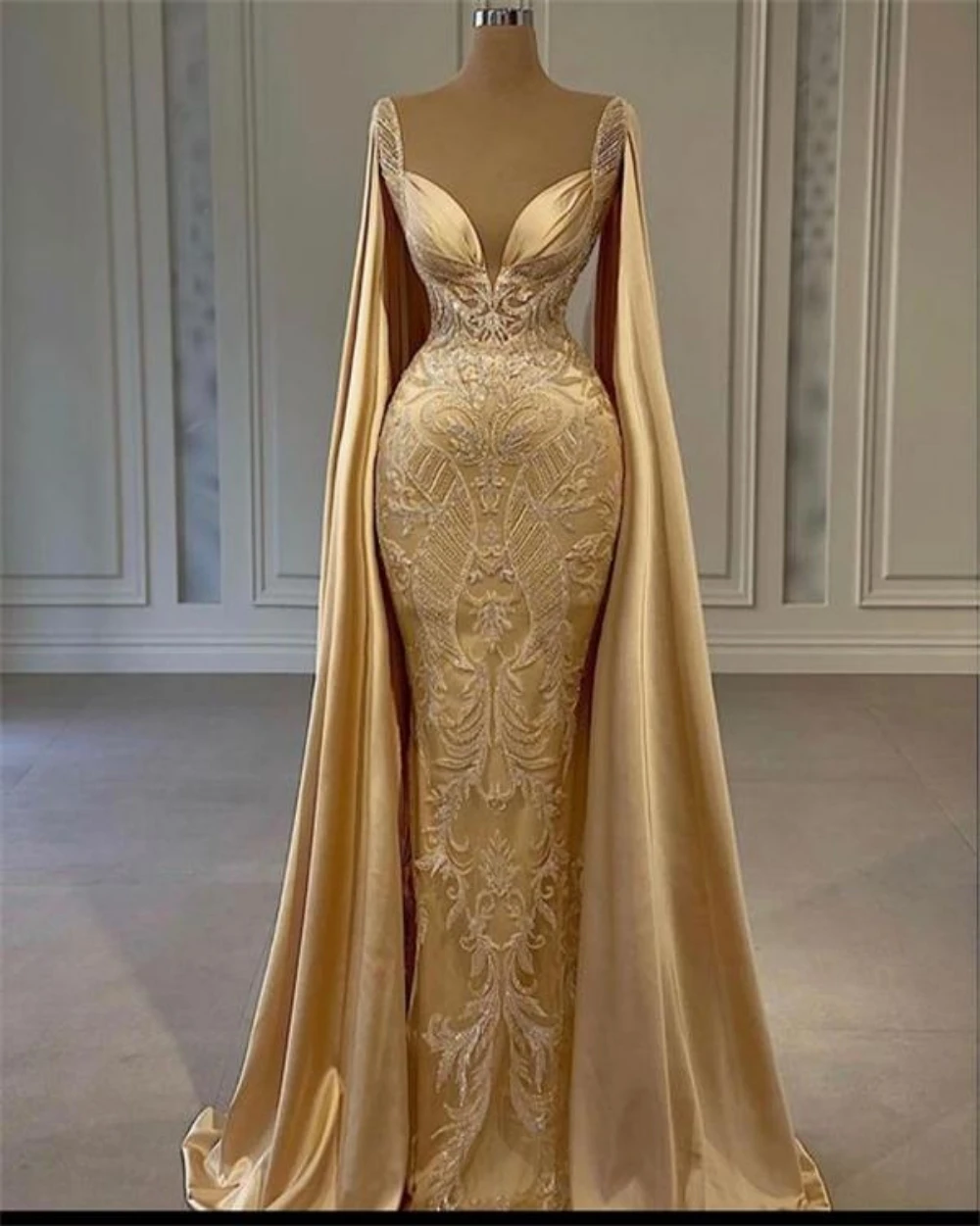 Top Trends: Gold Formal Mermaid Evening Dresses Lace Appliques Reception Prom Night Gowns Custom Made Plus Size 2023 Sexy Vestidos De Gala Shoppable Styles