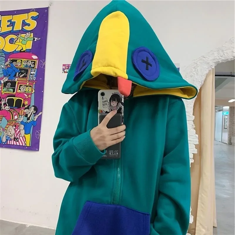 Top Trends: Funny Stitching Zipper Hoodie Women&#039;s Long-sleeved Winter Fashion Korean Version Plus Velvet Warm Sweater Oversized Sweatshirt Shoppable Styles