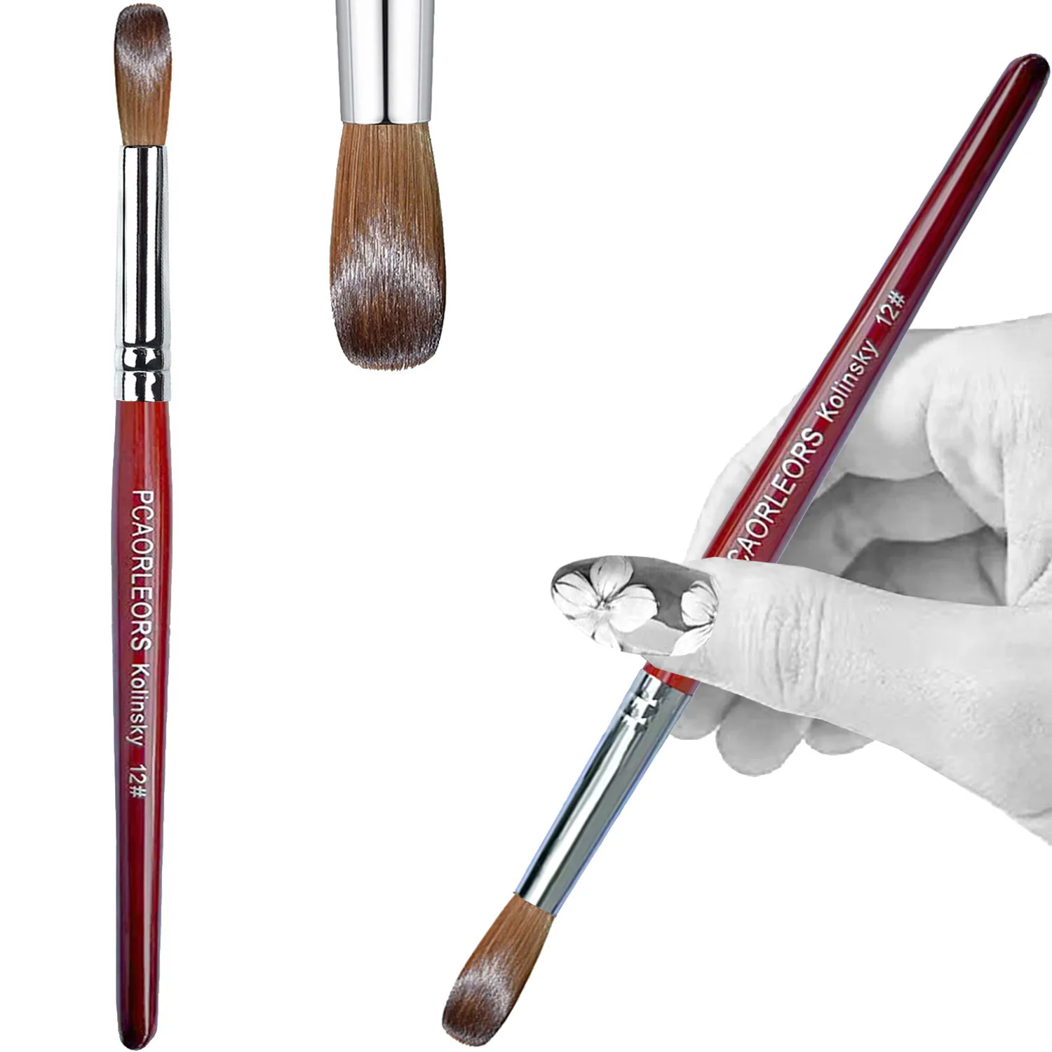 Top Trends: UsiDaer Kolinsky Nail Brush Acrylic With Red Round Wooden Handle And 100% Kolinsky Sable Hair For Crystal UV Gel Painting Shoppable Styles