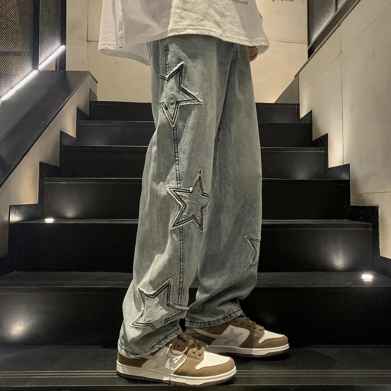 Top Trends: Y2K Vintage Women Korean Blue Streetwear Oversize Star Aesthetic Straight Trousers Wide Leg Jeans Grunge Denim Pants Men Clothes Shoppable Styles