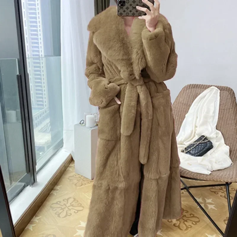 Top Trends: Mid-Length Coat Fashion Loose Solid Color Fur Jackets Y2K Faux Fur Coat Women's Overcoats Lace Up Pockets Faux Outwear Coats Shoppable Styles