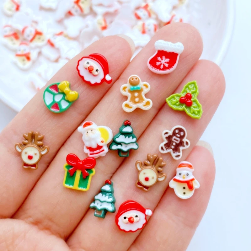 Top Trends: 50Pcs New Cute Mini Cartoon Christmas Deer Collection Nail Parts Accessories Kawaii DIY Nail Art Decoration Shoppable Styles