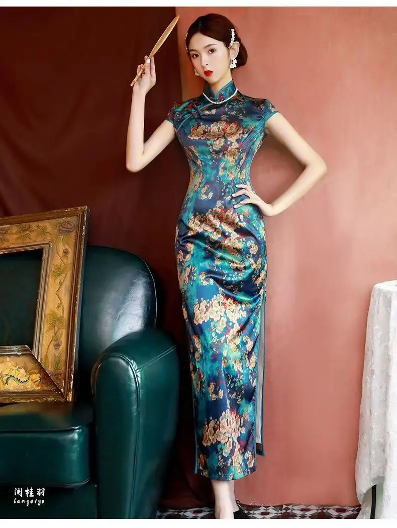 Top Trends: 1920s Lady Elegant Green Dresses Chinese Style Retro Slim Qipao Korean Woman Cheongsam Vintage Sexy Bodycon Mini Dress Vestidos Shoppable Styles