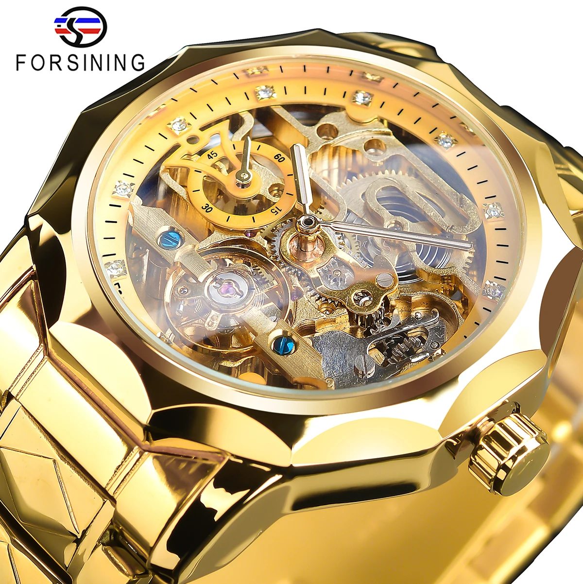 Top Trends: Forsining 2022 New Original Tourbillion Design Mens Luxury Business Golden Automatic Mechanical Skeleton Wrist Watch Male Clock Shoppable Styles