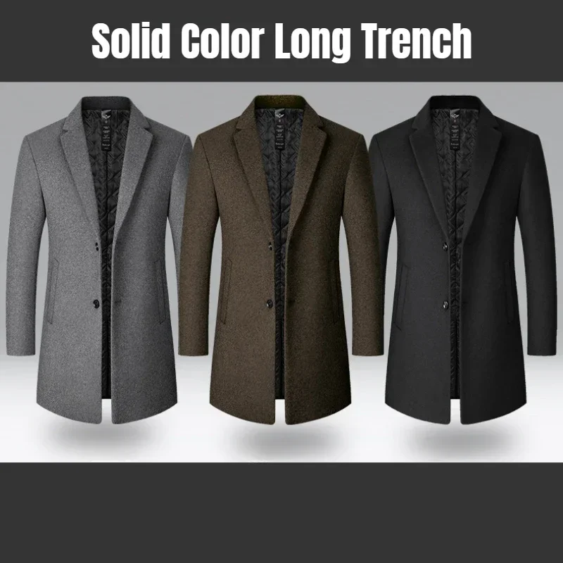 Top Trends: Autumn And Winter Trench Coat Men New Solid Color Long Woolen Coat For Men Business Casual Windbreaker Men Clothing Shoppable Styles