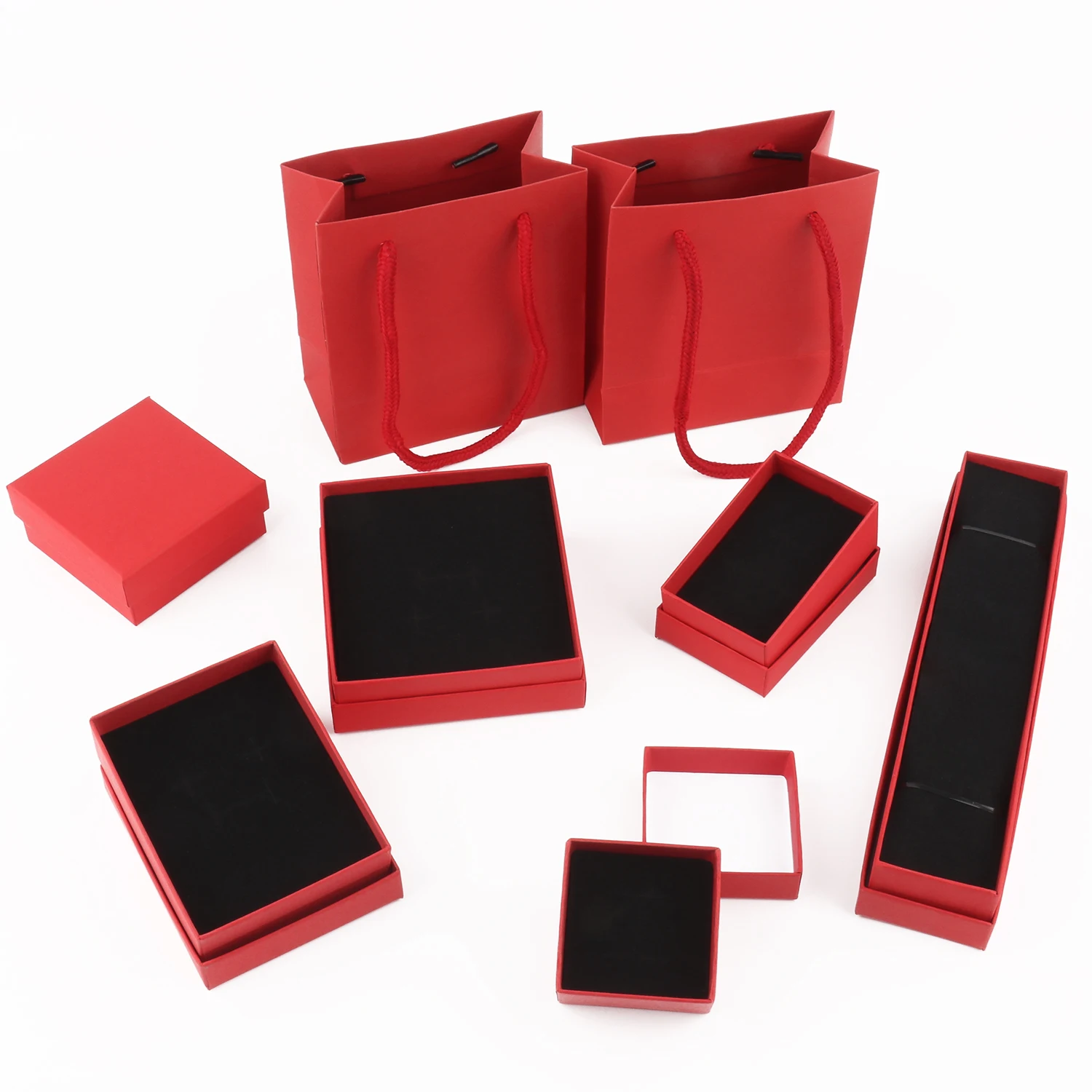 Top Trends: 1PC Square Jewelry Organizer Box Red Kraft Paper Display Gift Boxes Engagement Ring For Earring Necklace Bracelet Accessories Shoppable Styles