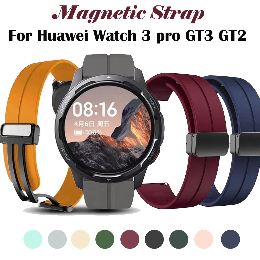 Top Trends: Magnetic Clasp Silicone Strap For Huawei Watch 3 Pro GT3 GT2 42mm 46mm For Mi Watch S1 Pro / Watch Color 2 20mm 22mm Belt Bracelet Shoppable Styles