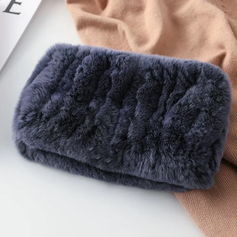 Top Trends: Hot Sale Brand Women Real Rex Rabbit Fur Scarf Girls Warm Soft Knitted Good Elastic Rabbit Fur Headband Natural Fur Ring Scarves Shoppable Styles - Image 5