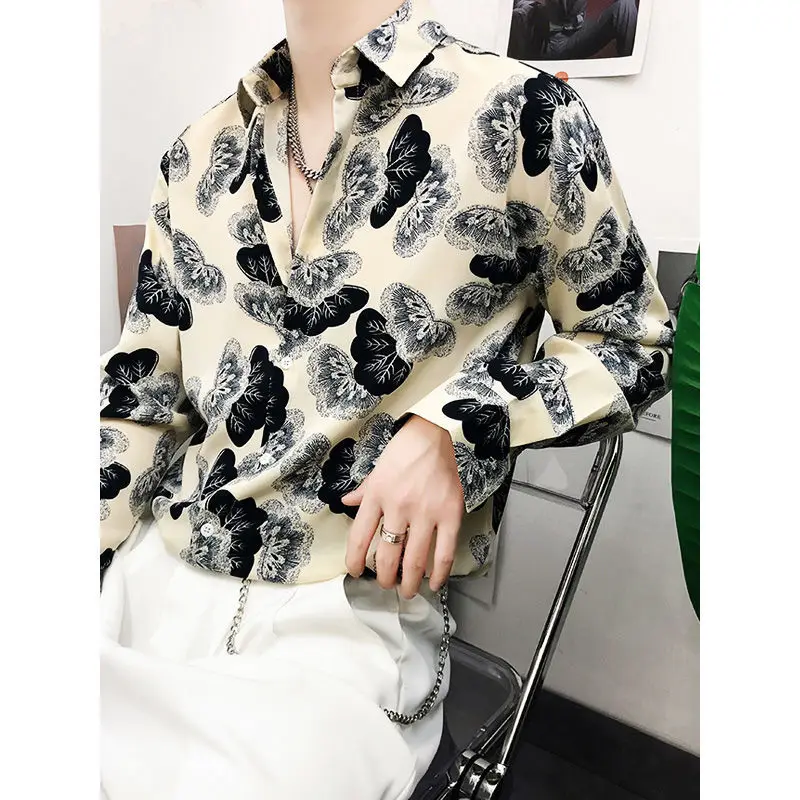 Top Trends: 2023 Spring And Summer Thin Loose Casual Lazy Draping Silk Skating Ice Silk Creative Fashion Design Butterfly Print Men's Shirt Shoppable Styles