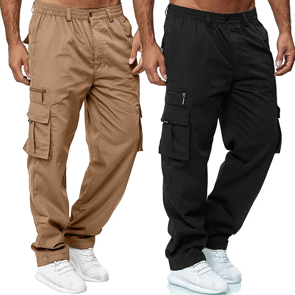 Top Trends: Men&#039;s Cargo Trousers Elastic Waist Elastic Multi-pocket Loose Combat Work Pants Outdoor Fitness Sports Casual Pants S-4XL Shoppable Styles