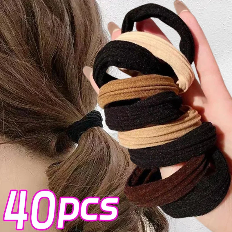 Top Trends: 5 / 40Pcs New High Elastic Hair Bands For Women Girls Black Hairband Rubber Ties Ponytail Holder Scrunchies Hair Accessories Shoppable Styles