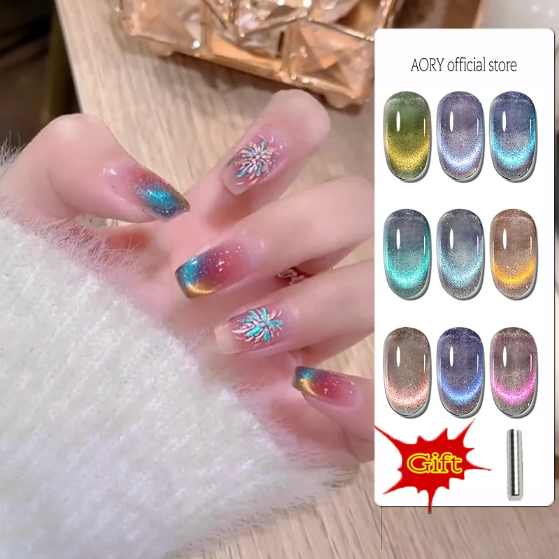 Top Trends: AORY Cat Eye Gel Polish Crystal Rainbow Magnetic Gel Nail Polish Variety Nail Semi Permanent Varnish UV Gel For Nail Art Design Shoppable Styles