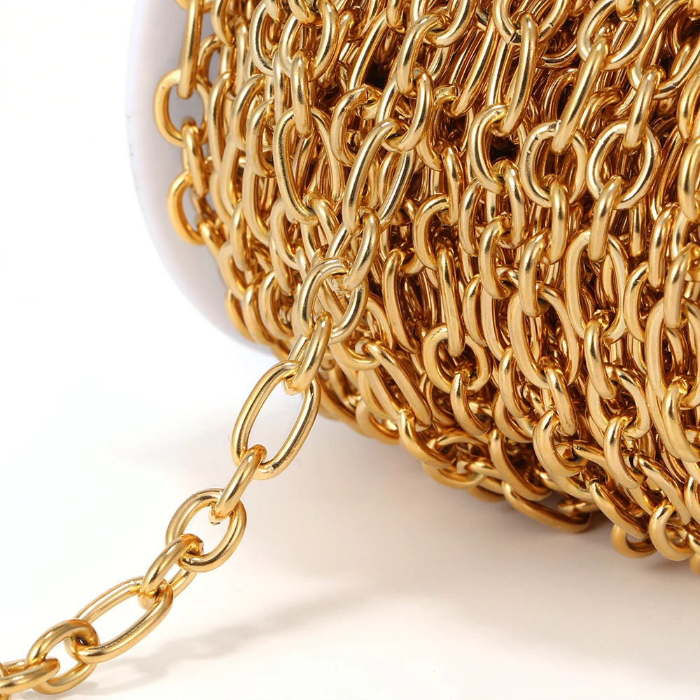 Top Trends: 1 Meter Stainless Steel 18k Gold 3:1 O Link Rolo Cable Chains For DIY Necklace Findings Jewelry Making Bracelets Supplies Shoppable Styles