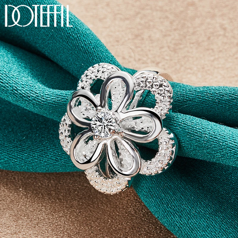 Top Trends: DOTEFFIL 925 Sterling Silver Big Flower AAA Zircon Ring For Women Man Fashion Wedding Engagement Party Charm Jewelry Shoppable Styles - Image 6