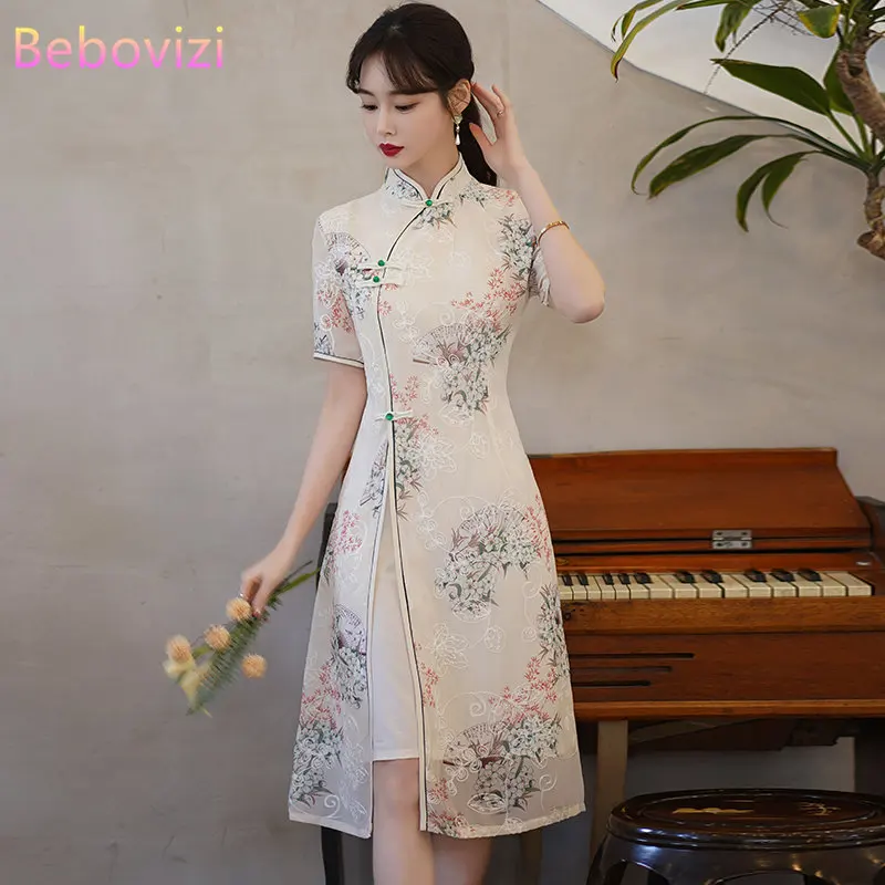 Top Trends: Retro Traditional Chinese Short Sleeve Cheongsam Clothing For Women Summer Modern Elegant Qipao Evening Dress Shoppable Styles