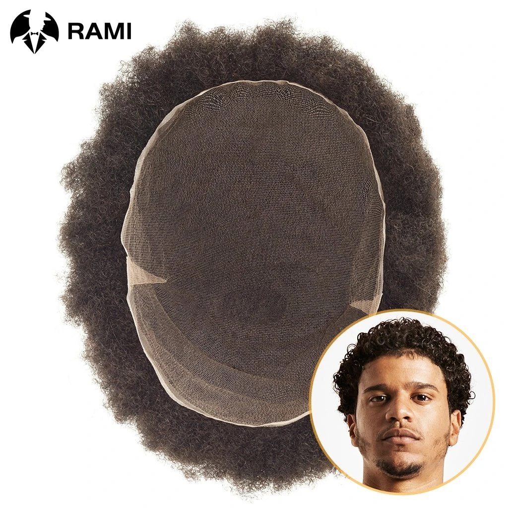 Top Trends: 4MM Curly Hair Full Lace Toupee For Men Human Hair Systems Unit Men's French Lace Base Wig Breathable Afro Black Men's Wig Shoppable Styles