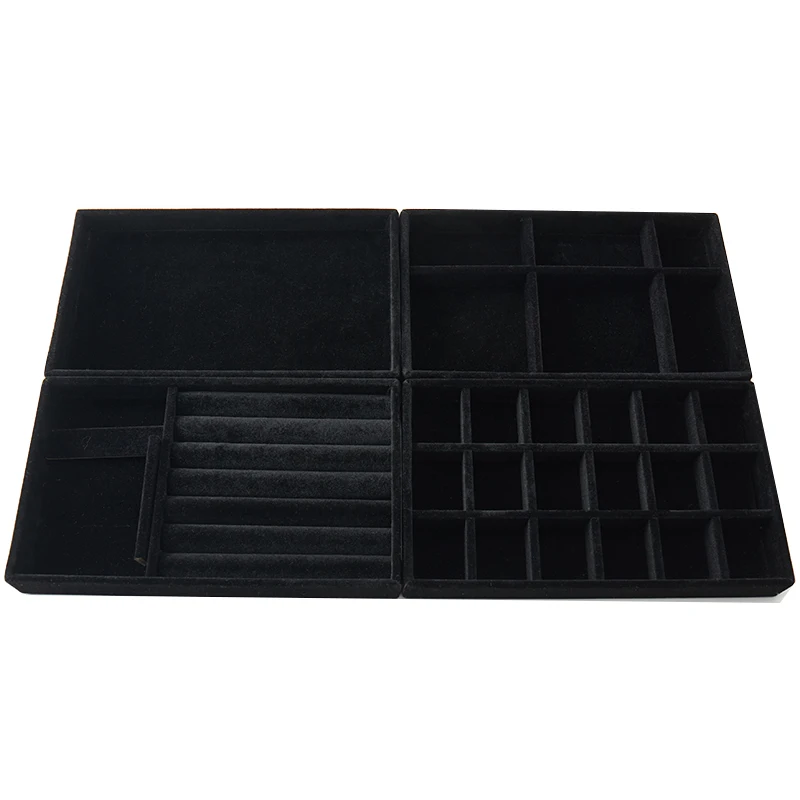 Top Trends: 4pcs / lot Jewelry Organizer Velvet Jewelry Storage Tray Display Ring Bracelet Necklace Storage Box Showcase Drawer Shoppable Styles