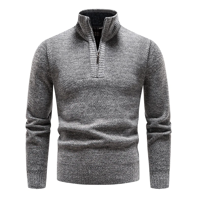 Top Trends: Winter Men's Sweater Half Zipper Turtleneck Fleece Thick Warm Quality Slim Knitted Wool Pullover For Male Cold Blouse Jumper Shoppable Styles