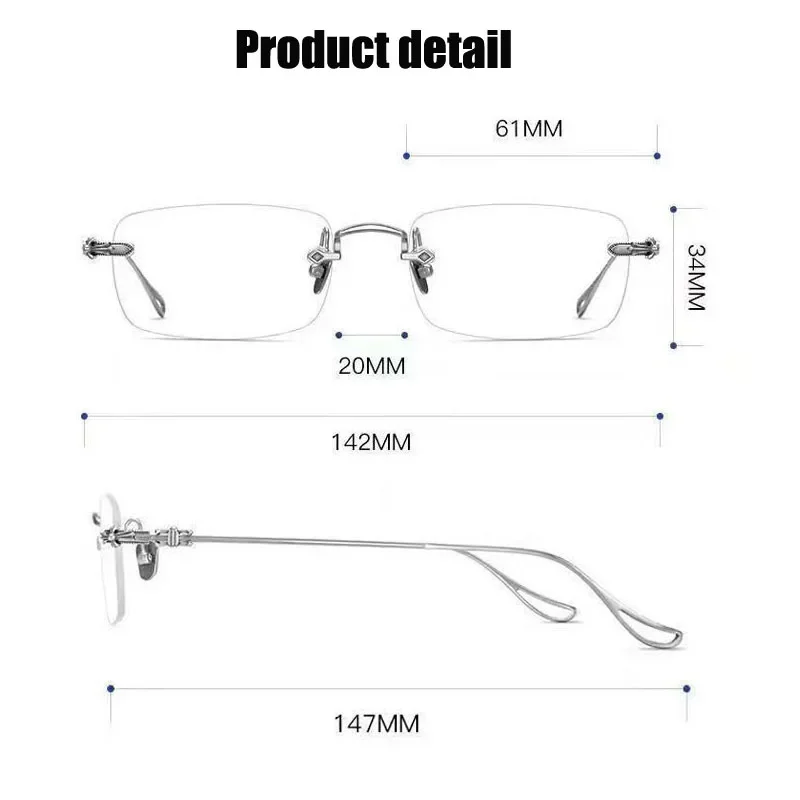 Top Trends: New Fashion Photochromic Myopia Glasses Vintage Rimless Square Women Men Anti Blue Light UV Sunglasses Optical Diopter Eyewear Shoppable Styles - Image 6