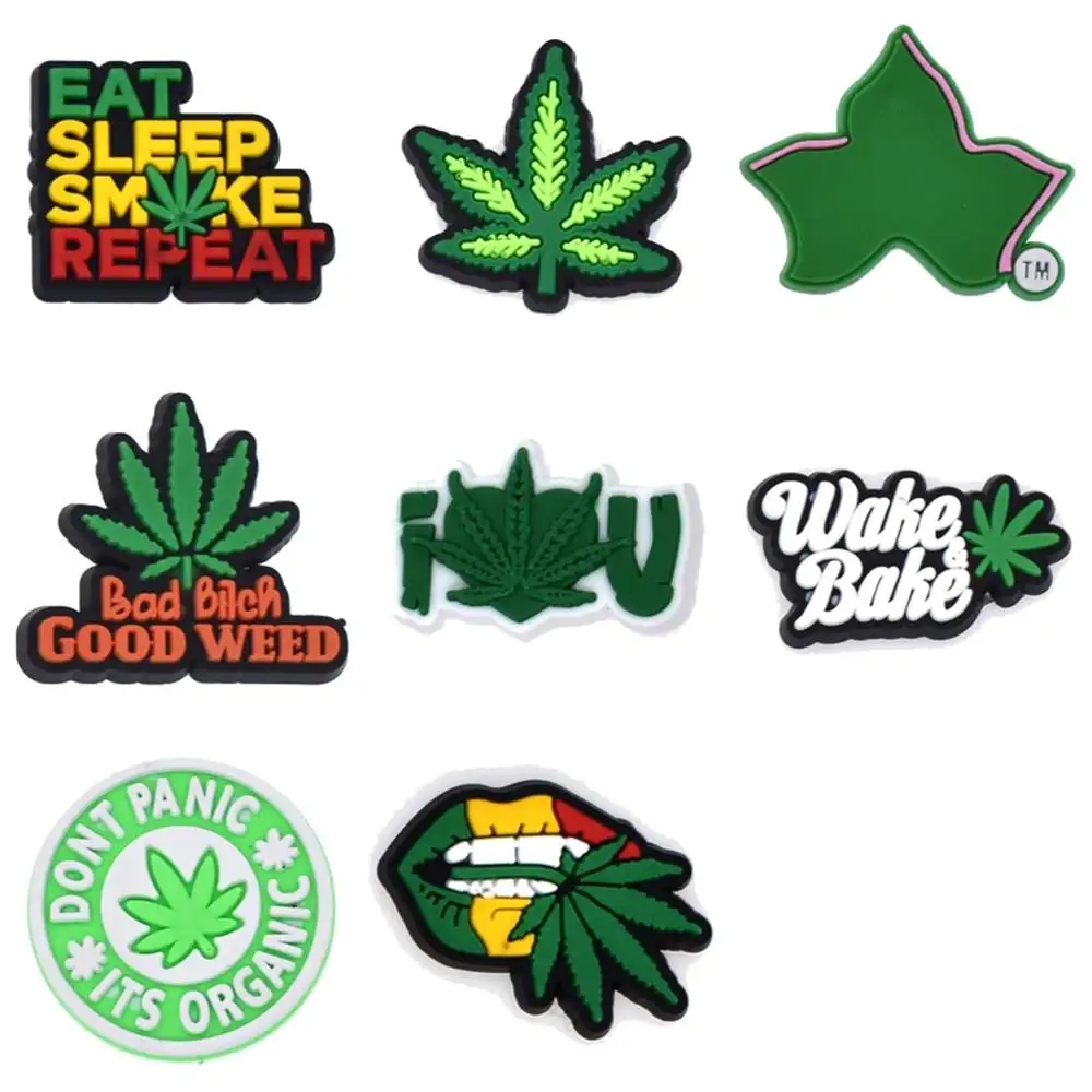 Top Trends: Hot Sale 1pcs PVC Shoe Charms For Crocs Accessories Weed Badge Women Sandals Buckle Kids Pins Men Decoration Jeans X-mas Gift Shoppable Styles