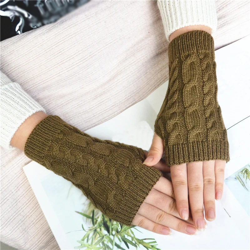 Top Trends: Winter Women&#039;s Gloves Knitted Half Finger Gloves For Girls Soft Warm Wool Knitting Mittens Twist Crochet Fingerless Gloves Shoppable Styles