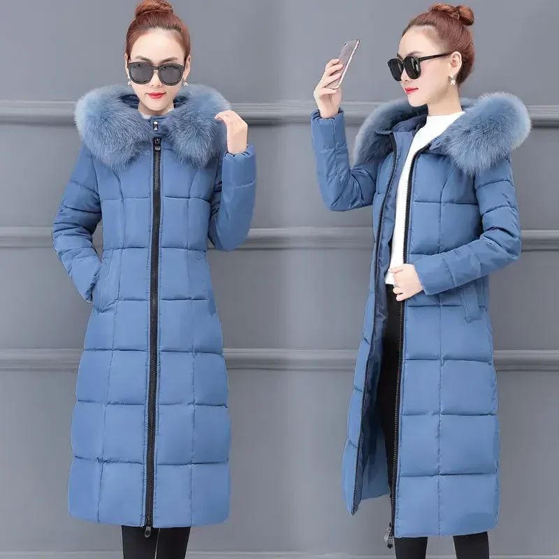 Top Trends: Fashion Winter Womens Cold Coat Long Fur Collar Hooded Padded Jacket Super Hot Snow Outercoat Slim Fit Keep Warm Cheap Wholesale Shoppable Styles - Image 3