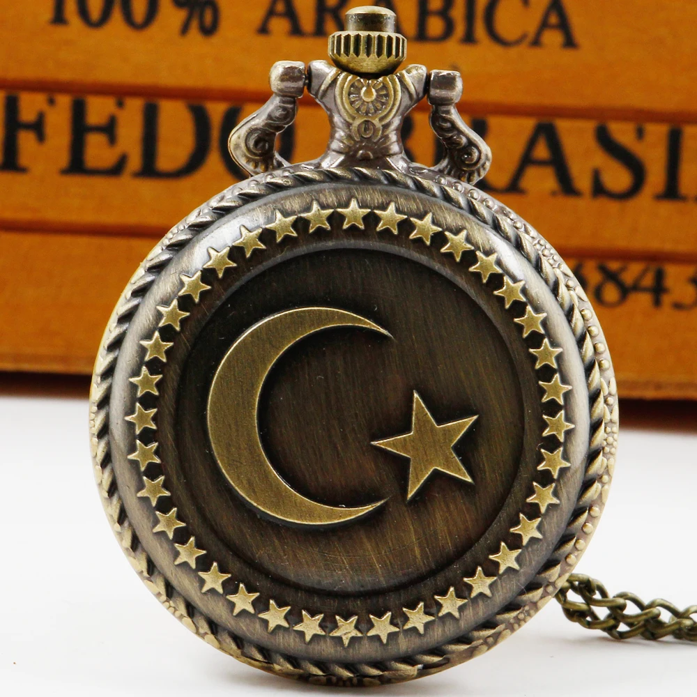 Top Trends: Star Accompanying Moon Antique Vintage Necklace Pocket Watch For Men Women Steampunk Chain Watches Gift Clock Reloj Hombre Shoppable Styles