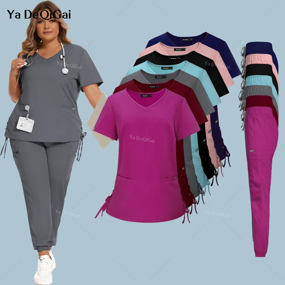 Top Trends: Stretch Oversized Scrub Set Medical Uniform Woman Set Surgical Top Pants Dental Clinic Workwear Nurse Clothes Clinic Accessories Shoppable Styles